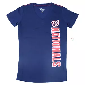 NEW Washington Nationals G-III 4Her Women's Vertical Team Logo V-Neck T-Shirt - Picture 1 of 7