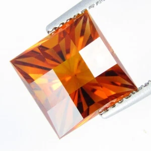 4.56Cts Sparkling Natural Citrine 9.3mm Square Pixel Cut Madeira Loose Gemstone - Picture 1 of 4