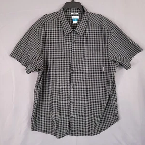Camisa abotonada Columbia para hombre manga corta gris/negro a cuadros talla 2XL - Imagen 1 de 9