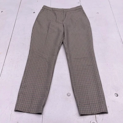 Pantalones para mujer H&M 6 marrón pata de gallo pierna recta hasta el tobillo elásticos Foto 1 de 4