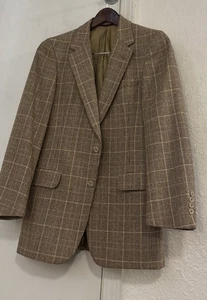 Vintage Christian Dior Gold Plaid Tweed Sportcoat Jacke 36 R Rag Slim - Bild 1 von 5