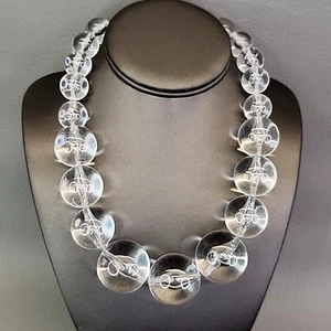 Collar Graziano Cuentas Grueso Transparente Lucite Graduado RJC Declaración 21" - Imagen 1 de 16