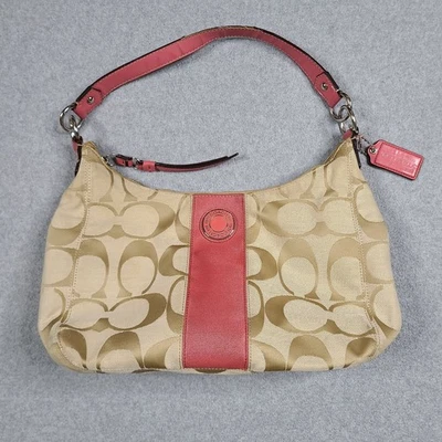 COACH No. F19281 Signature Jacquard Coral orange Stripe Shoulder Bag - Image 1 of 4