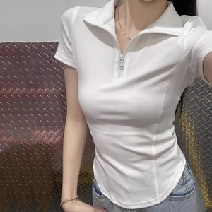 Short Sleeve Top Curved Waist Shirt Casual Outings Casual Wear Comfortable Fit - Picture 1 of 16