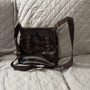 Bolso Sofia C Italiano Cuero Genuino Brillante Marrón Oscuro Sobre el Hombro De Colección Brillante - Imagen 1 de 9