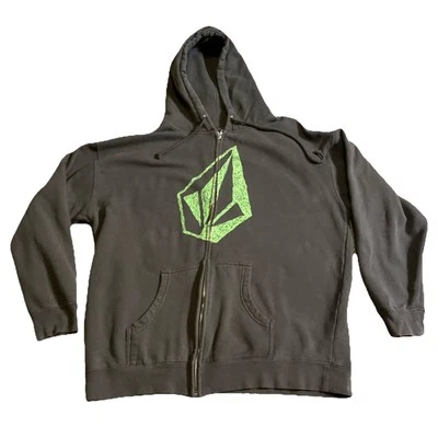 Sudadera con Capucha Y2K Volcom Stone Para Hombres Gris Cremallera Completa Talla XL Foto 1 de 4