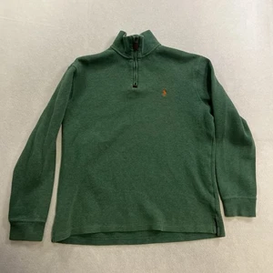 Polo Ralph Lauren Sweater Men's Medium Green Estate Rib Quarter Zip Pullover - Picture 1 of 6