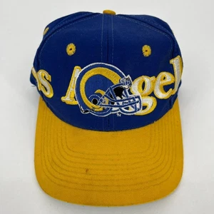 Vintage Los Angeles Rams Snapback Hat Logo 7 Adult One Size Blue Yellow Vtg 90s - Picture 1 of 12