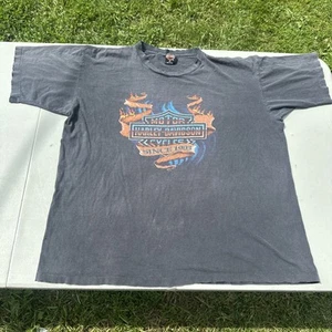 Vtg Harley Davidson Single Stitch Flames Palm Tree Rossiter’s Sarasota FL XXL - Picture 1 of 20
