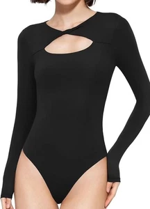 Body donna PUMIEY nodo davanti manica lunga girocollo body top sexy SM - Foto 1 di 6