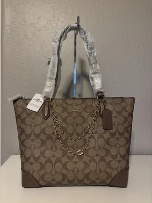 NUEVO Bolso de Mano Coach Gallery Signature con Cremallera F29208 Caqui Marrón Foto 1 de 4