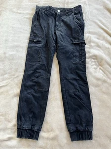 Henleys Cargo Denim Size 30 Mens Black Elasticated Cuff Jeans Pants Pre Owned - Picture 1 of 10