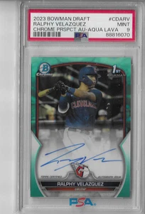 PSA 9  2023  Bowman Chrome Aqua Lava Refractor  Auto Ralphy Velazquez RC 5/199 - Picture 1 of 1