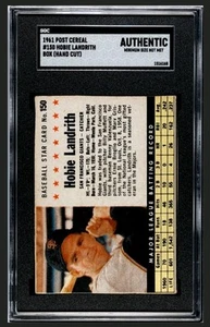 1961 Post Cereal Hobie Landrith SGC AUTHENTIC Min Size Hand Cut Box #150 Giants - Picture 1 of 2