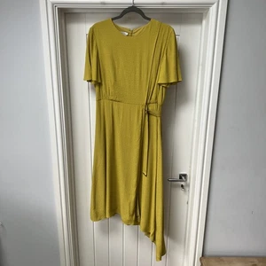 Ted Baker Kleid Damen TB 4 UK 14 Gelb Senf Fit & Flare Midi Kurzarm - Bild 1 von 14