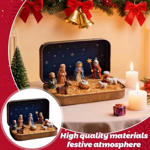 Mini Presepe Natalizio in Scatola di Latta, Tascabile Artigianale Betlemme Scena Y9Z1 - Foto 1 di 8