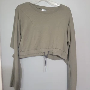 Gymshark Shirt Women's Small Green Cropped Long Sleeve Training Tight - Picture 1 of 8