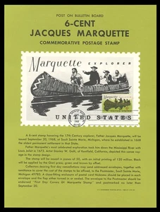 PÓSTER SELLO SP218 Sc.#1356 6c PADRE MARQUETTE - DESPLEGADO - Imagen 1 de 2
