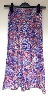 New! Pure Collection UK8 pink spotted linen bias cut midi elastic waist skirt - Image 1 of 4