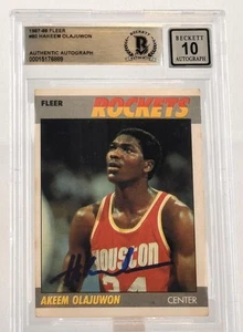 1987-88 Fleer #80 Hakeem Olajuwon Auto Houston Rockets BGS Autograph 10 - Picture 1 of 7