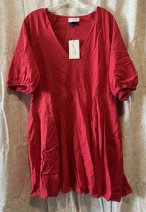 NEU Größe L Universal Thread Minikleid rot Baumwollmischung V-Ausschnitt - Bild 1 von 4