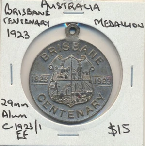 Australia: 1923 Brisbane Centenary Medallion 29mm - Bild 1 von 2