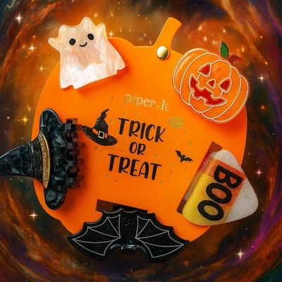 Halloween Hair Clips Pumpkin Ghost Cat Witch Hat Candy Corn Piper K Set Of 5 - Image 1 of 4