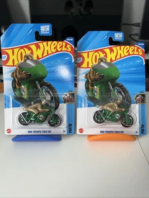 HOT WHEELS  2025 TREASURE HUNT 1966 TRIUMPH TIGER 100 MOTO MOTOS LOT OF 2 Pair - Image 1 of 4