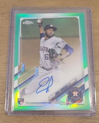 ENOLI PAREDES 2021 TOPPS CHROME BASEBALL GREEN REFRACTOR ROOKIE AUTO SP/99 RA-EP - Image 1 of 2