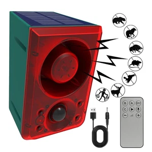 Alarma con sensor de movimiento solar para exteriores - QXMH sonido de ladridos y disparos para perros, soporte... - Imagen 1 de 7
