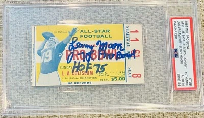 Lenny Moore Signed & Inscribed 1961 Pro Bowl Ticket Auto PSA/DNA GEM 10 Low Pop - Image 1 of 4