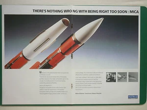 4/1992 PUB MATRA DEFENSE VELIZY MISSILE MICA AIR TO AIR MIRAGE 2000 ORIGINAL AD - Imagen 1 de 1