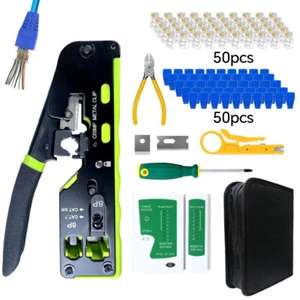 RJ45 Crimp Tool Kit Pass Through RJ45 Crimper, Ethernet Crimping Tool Kit - Photo 1/6