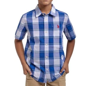 U.S. Polo Assn Popeline camicia a quadri ragazzo 14-16 camicia manica corta con bottoni - Foto 1 di 5