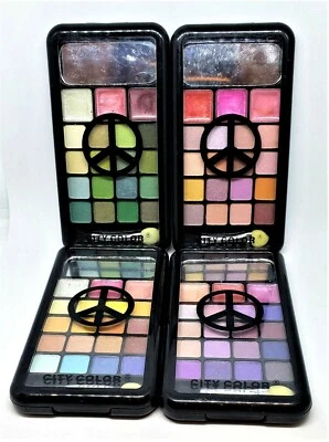 Lot of 4 City Color Peace Palettes 64 Eyeshadows 12 Lip Gloss Quick Shipping - Image 1 of 4
