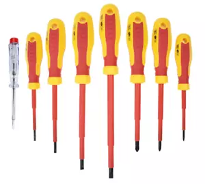 VDE Elektriker Schraubendreher 8-tlg. Elektro Schraubenzieher Satz Schlitz Kreuz - Bild 1 von 7