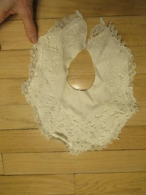 Cuello de niña vintage hecho a mano de encaje y algodón - doble capa en muy buena condición Foto 1 de 4