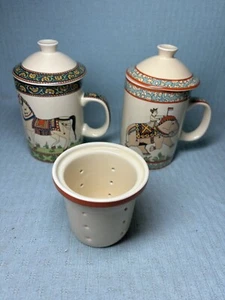 (2) NEW World Market Tea Infuser Lidded Mugs Lid Cup Teacup LN - Picture 1 of 9