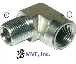 1/2" Male NPTF x 3/4" Female NPTF 90° Elbow Plated Steel Hydraulic <5502-08-12 - Picture 1 of 5