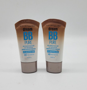 2 Pack MAYBELLINE DREAM PURE BB BEAUTY BALM SKIN PERFECTOR 140 Deep Sheer Tint