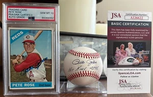 Pete Rose signed baseball (JSA Auth.) & signed 1966 Topps card (PSA GEM MT 10) - Picture 1 of 13