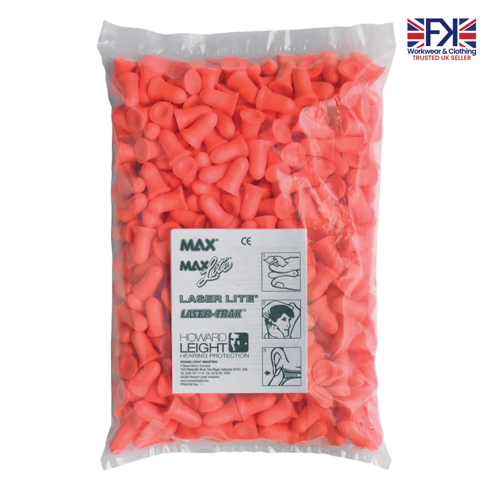 Howard Leight Max Ear Plugs Honeywell Soft Foam Earplugs - SNR 37dB Loose Pairs