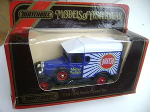 1986 MATCHBOX MODELS OF YESTERYEAR 1:39 Y-19 BRASSO 1929 MORRIS COWLEY VAN NEW - Picture 1 of 5