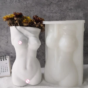 Body Silicone Flower Pot Molds DIY Concrete Planter Making Cement Vase Mould - Picture 1 of 4