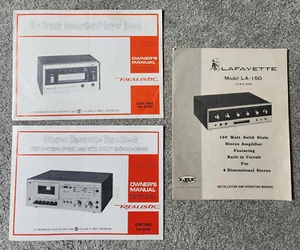 3 RARE! Vintage Owner's Manuals LAFAYETTE LA-150 REALISTIC TR-700 SCT-20 Stereo - Picture 1 of 2