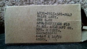 AIRCRAFT PARKER-HANNIFIN VALVE 1119-516620 NSN: 4831-2915-328-247,2915-328-2647 - Foto 1 di 11