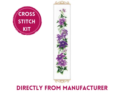 Kit de punto de cruz contado RIOLIS con perchas de madera 1801 clemátide - flor púrpura Foto 1 de 4