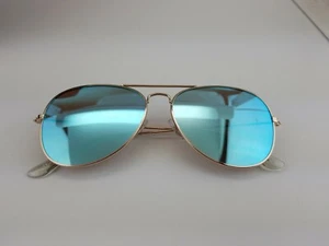 Verspiegelte blaue Damen Sonnenbrille goldenes Gestell LESEN - Bild 1 von 12
