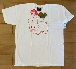 Frank Kozik Kidrobot VINTAGE NWT Extra Large XL Stache Labbit White Tee Shirt - Picture 1 of 8