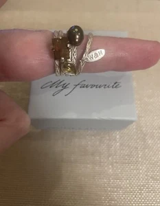 Wouters And Hendrix 5 Silver Stacking Rings With Pearl, Citrine, Smokey Quartz - Picture 1 of 19